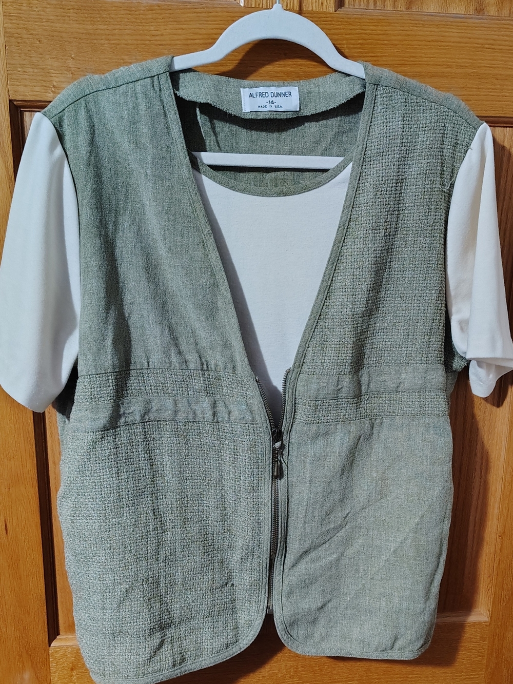 Alfred Dunner Sage Green 3/4 Zip Front Vest
